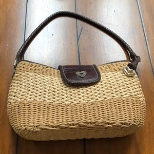 Gorgeous Brighton straw handbag with dark leather